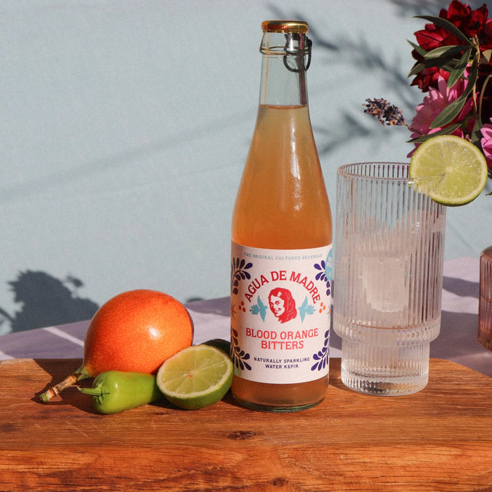 Agua de Madre - Blood Orange Bitters Water Kefir 24 x 33cl Bottles Lifestyle