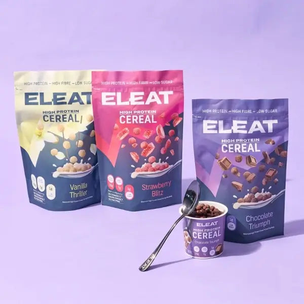 Eleat protein cereal all 5 flavours in pouches and pots