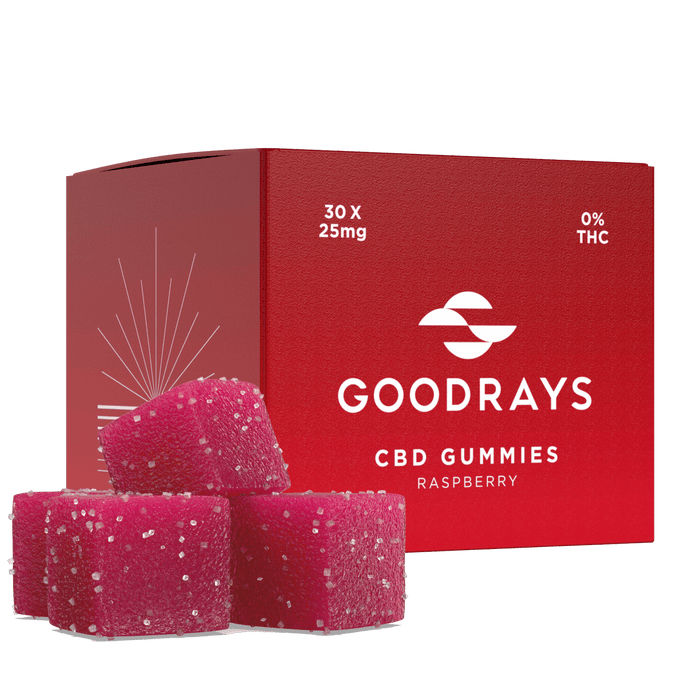 Goodrays - Raspberry CBD Gummies 25mg CBD 12 x 30 Gummies