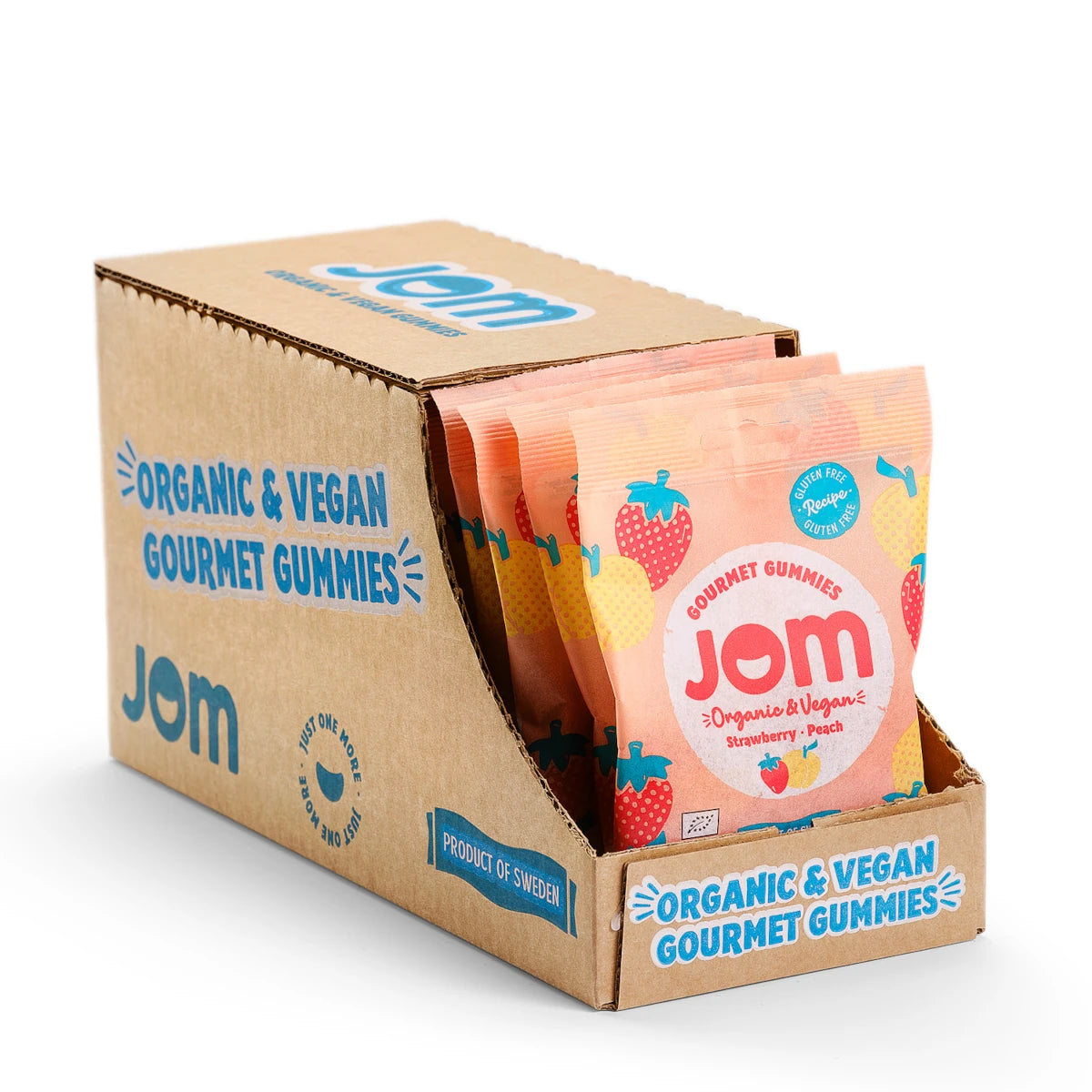 JOM - Organic and Vegan Strawberry & Peach Gummies 16 x 70g