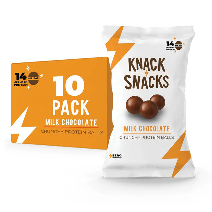 Knack Snacks - Milk Chocolate Crunchy Protein Balls  Box of 10 x 34g