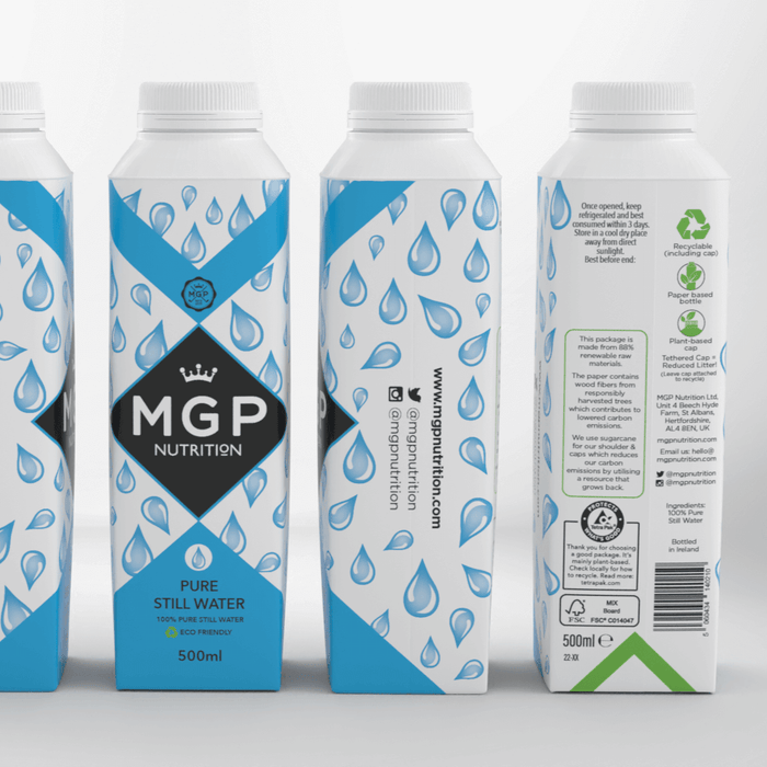 MGP Nutrition Wholesale Pure Still Water 24 x 500ml Side View