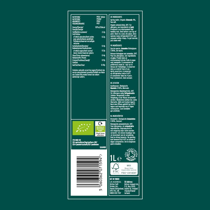 Plenish - Organic Almond Milk 8 x 1L