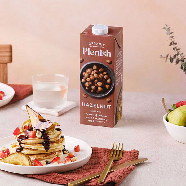 Plenish-hazelnut-milk-and-pancake-stack