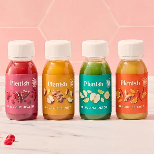 Plenish 4 Health Shot Drinks with fruit and veg 