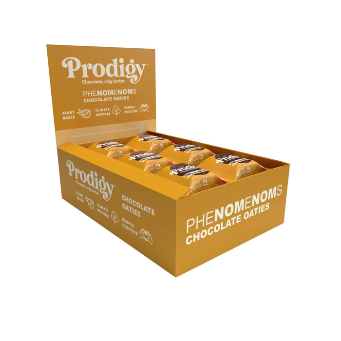 Prodigy - Phenomenoms Chocolate Coated Oat Biscuit 12 x 32g Side