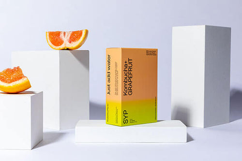 Shake Your Plants Box and Grapefruit on plinths