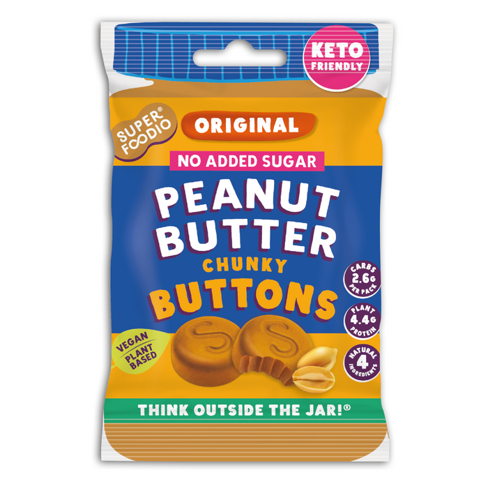 Superfoodio - Original No Added Sugar Peanut Butter Chunky Buttons Keto 15 x 20g