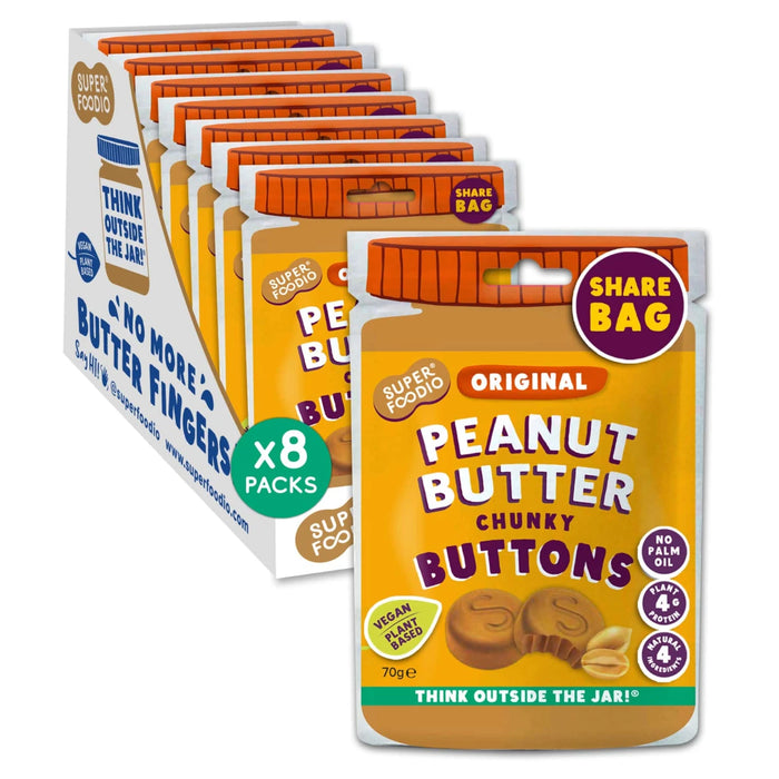 Superfoodio - Original Peanut Butter Buttons 8 x 70g Sharebag