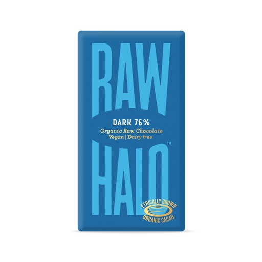 Case of 10 x 35g Organic Dark 76% Raw Chocolate from Raw Halo.