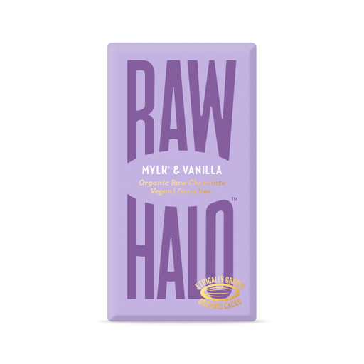 Case of 10 x 35g Organic Mylk & Vanilla Raw Chocolate from Raw Halo.