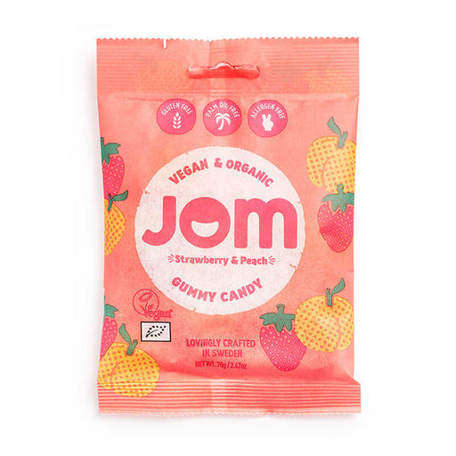 Organic and Vegan Strawberry & Peach Gummies 16 x 70g - JOM