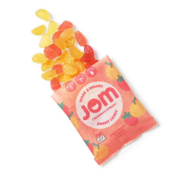 JOM - Organic and Vegan Strawberry & Peach Gummies 16 x 70g