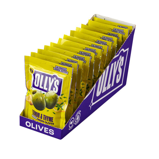 Olly's Wholesale - Lemon & Thyme Olives Snack Pack 12 x 50g