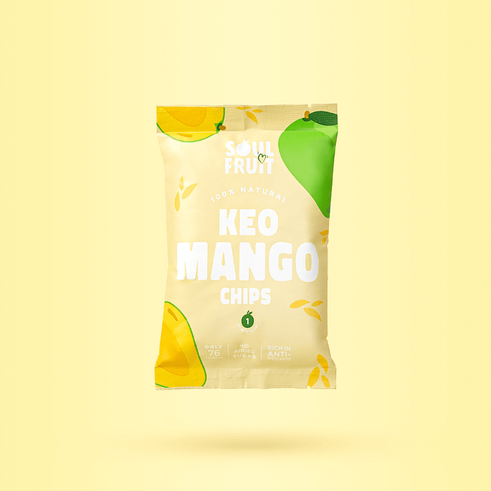 Soul Fruit Wholesale - Keo Mango Chips 10 x 20g Yellow Background