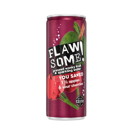 Wholesale Flawsome! Drinks Apple & Sour Cherry Lightly Sparkling Juice Drink 24 x 250ml - FodaBox Trade