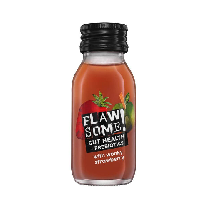 Wholesale Flawsome! Drinks Strawberry and Apple Gut Health Prebiotic Shot 12 x 60ml - FodaBox Trade