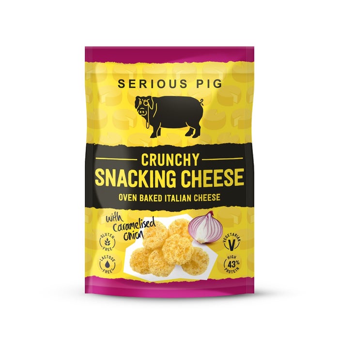 Case of 24 x 24g Crunchy Snacking Cheese with Caramelised Onion from Serious Pig