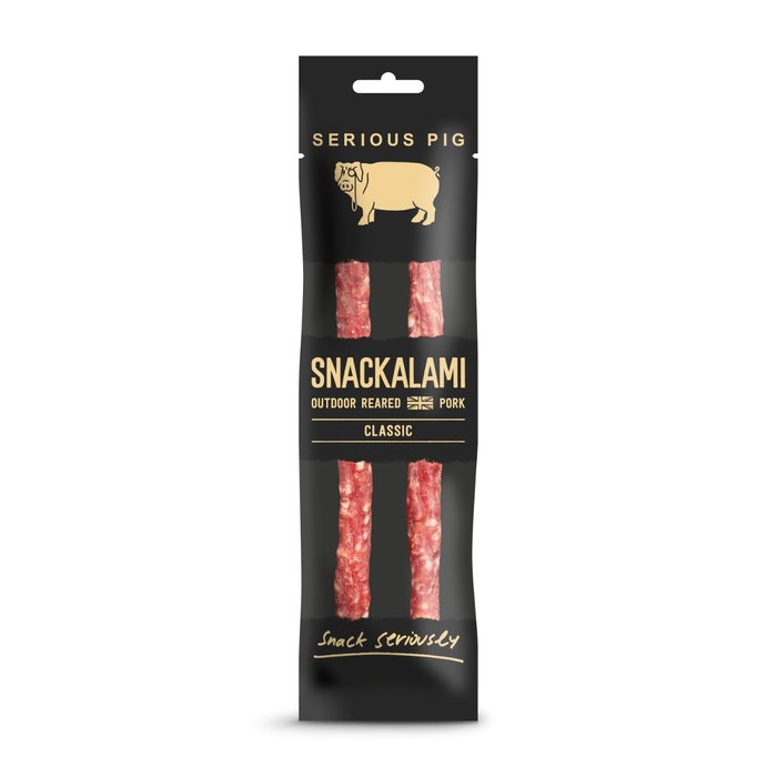 Case of 12 x 30g Snackalami Classic Pork Salami 2 Sticks from Serious Pig