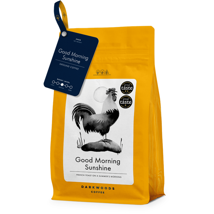 Case of 8 x 250g Good Morning Sunshine Ground Coffee from Dark Woods Coffee.
