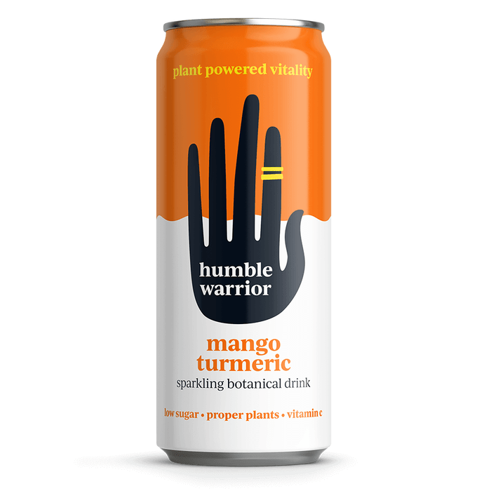 Case of 12 x 250ml Mango Turmeric Sparkling Botanical Drink from Humble Warrior