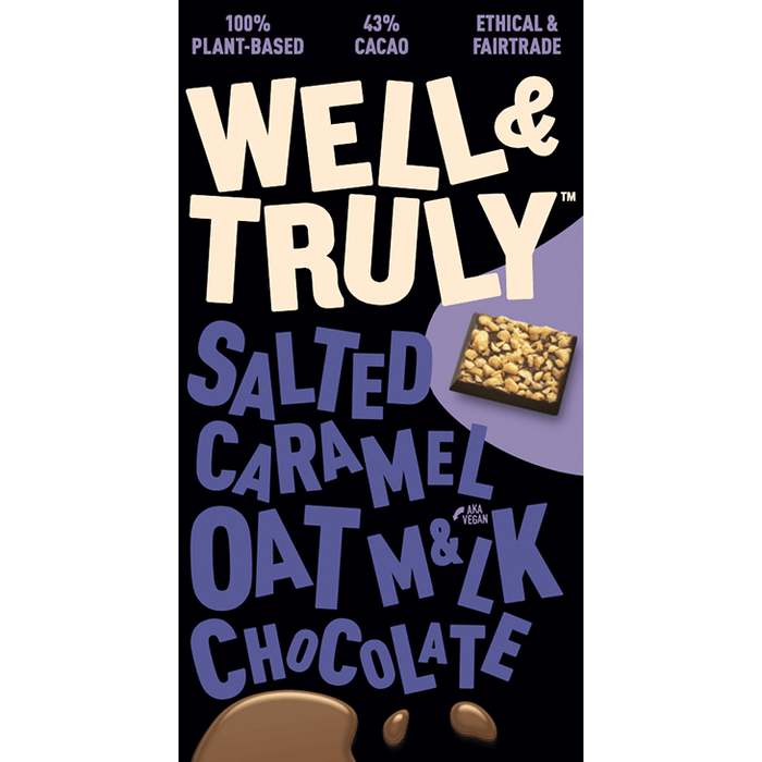 Case of 10 x 90g Salted Caramel Oat M&lk Chocolate Bar from Well&Truly