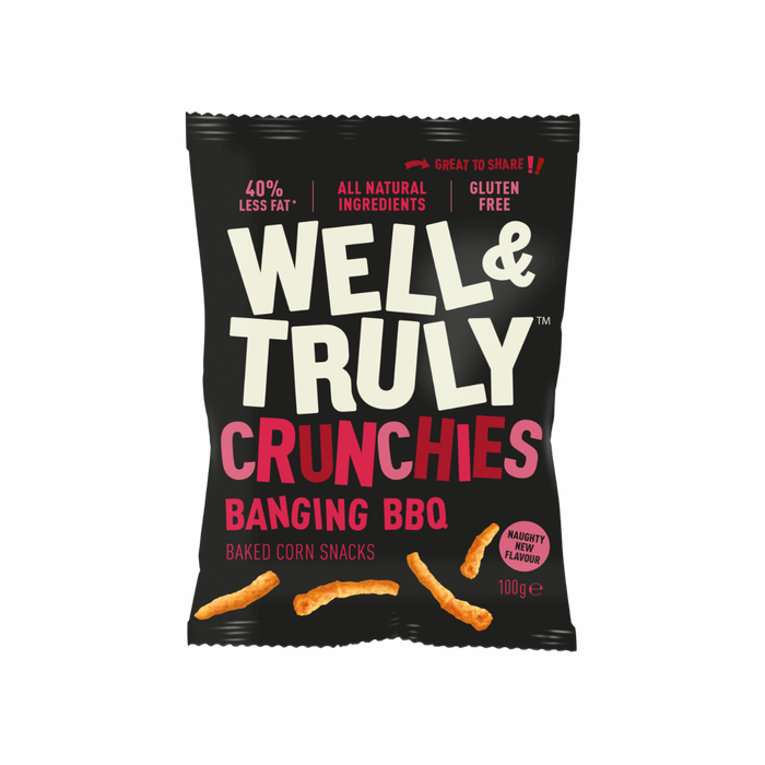 Case of 14 x 100g Banging BBQ Crunchies Baked Corn Snacks from Well&Truly