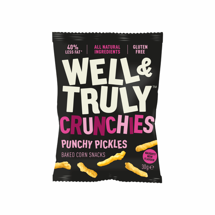 Case of 10 x 30g Punchy Pickled Crunchies Baked Corn Snacks from Well&Truly