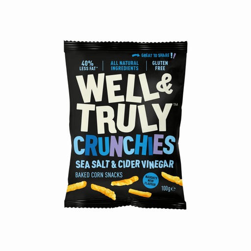 Case of 14 x 100g Sea Salt & Cider Vinegar Crunchies Baked Corn Snacks from Well&Truly